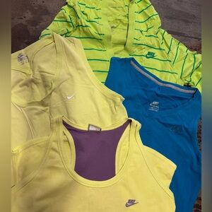 💚🩵💜🏃🏻‍♀️NIKE Bundle (4) Cotton Stretch Tops Tees🎾🏌🏻‍♀️🧘🏻‍♀️